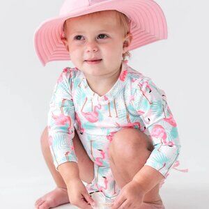 RuffleButts + RuggedButts Girls 3T-5 Pink Swim Hat UPF 50+ Sun Protection Hat